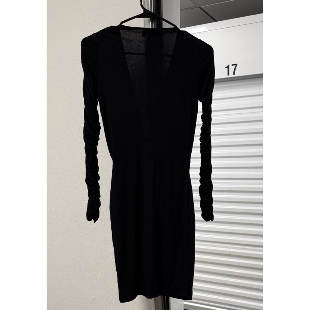 ASOS Design Women's V-Neck Long Size 0 Sleeve Ruched Mini Bodycon Dress - Picture 7 of 13